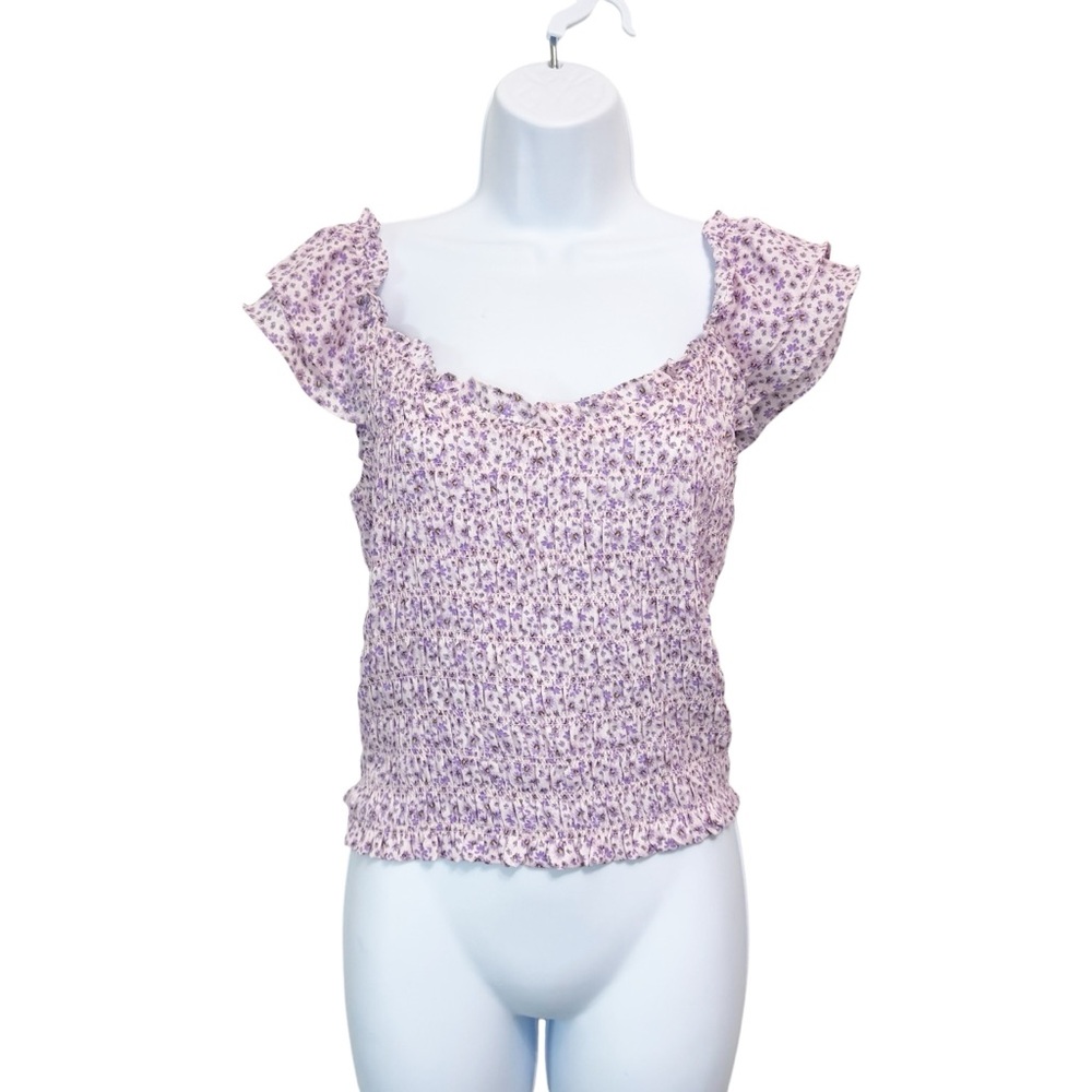 Lush Women's Smocked Cap Sleeve Top size M